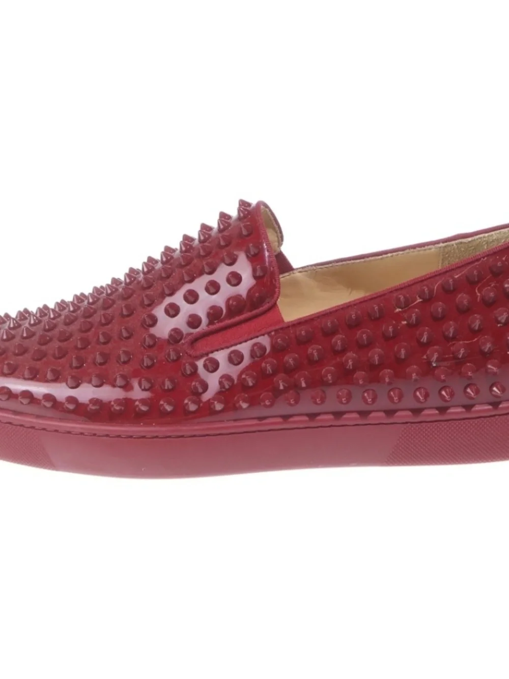 Christian Louboutin Roller-Boat Spikes Burgundy Patent Sneakers Sz 42.5